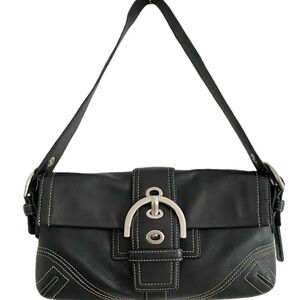 COACH 8A05 Soho Buckle Shoulder Bag handbag Black Leather Y2K Vintage